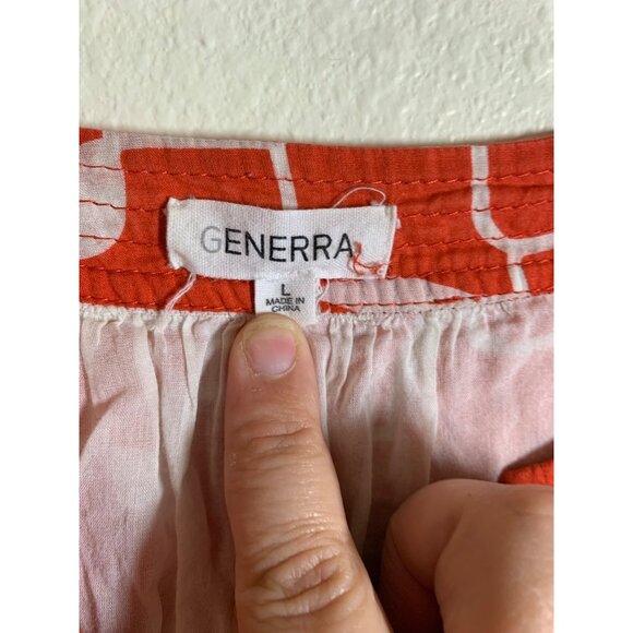 Generra Retro Geometric Print Lined Cotton Dress Womens Size Large Orange AC8 - Picture 4 of 6